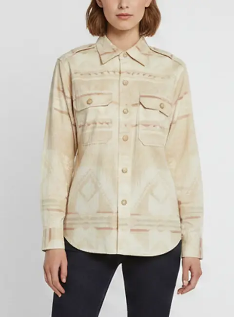 Polo Ralph Lauren Beige Printed Gabardine Utility Shirt M