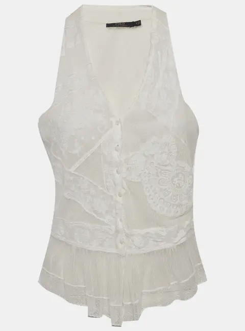 Polo Ralph Lauren White Lace and Tulle Vest M