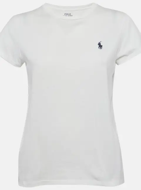 Polo Ralph Lauren White Cotton Knit Crewneck T-Shirt S