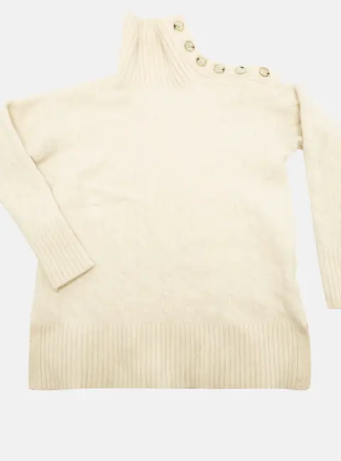 Polo Ralph Lauren Cream Cable Knit Wool Turtleneck Sweater XS