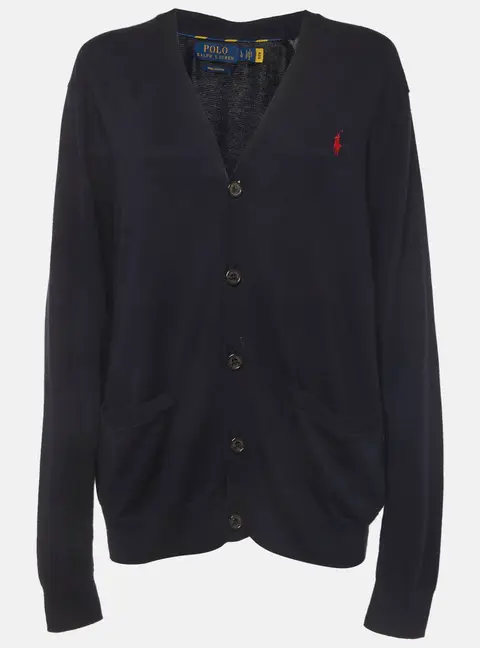 Polo Ralph Lauren Navy Blue Cotton Buttoned Knit Cardigan L