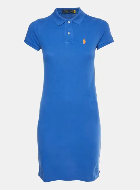 Polo Ralph Lauren Blue Pique Knit Polo Mini Dress XS