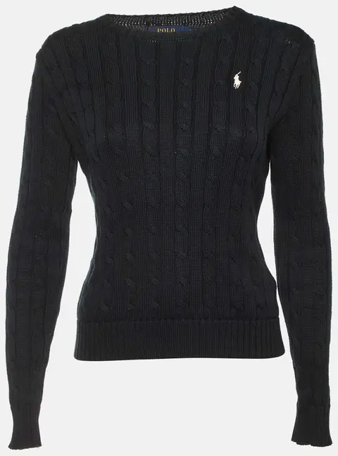 Polo Ralph Lauren Black Cable knit Long Sleeve Sweater S