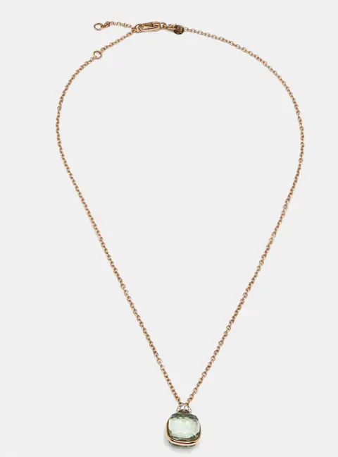 Pomellato Nudo Prasiolite Diamond 18k Two Tone Gold Necklace