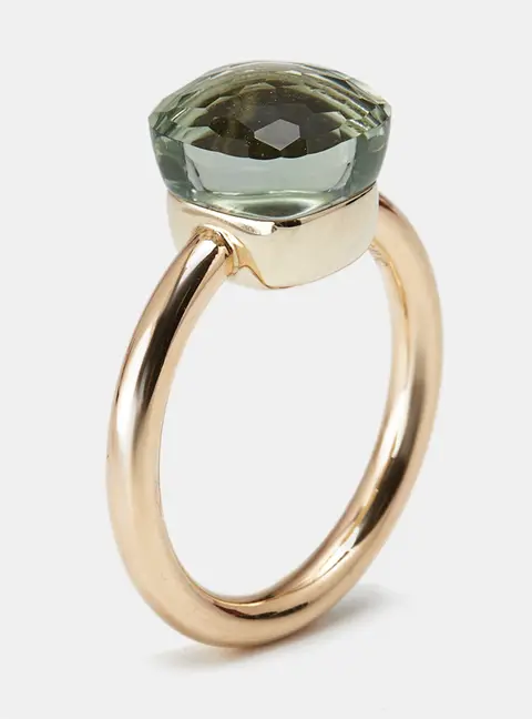 Pomellato Nudo Classic Prasiolite 18k Two Tone Gold Ring Size 57