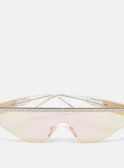 Poppy Lissiman White/Iridescent Space Party Crystals Shield Sunglasses
