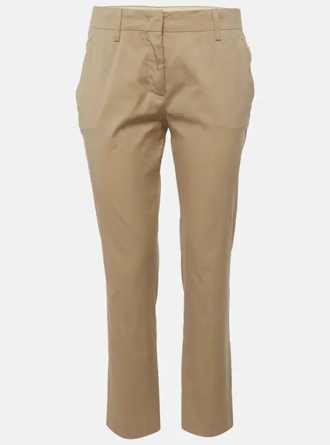 Prada Beige Textured Cotton Straight Fit Pants S