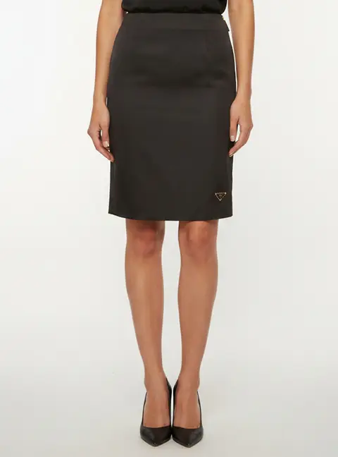 Prada Black Triangle Logo Re-Nylon Pencil Skirt S