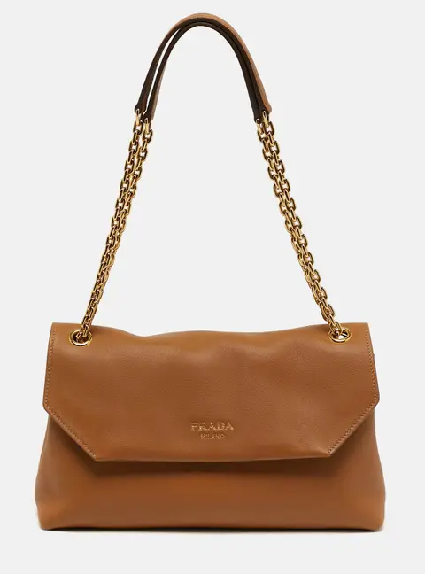 Prada Doux Brown Leather Shoulder Bag