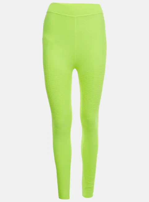 Prada Sport Neon Green Textured Jersey Leggings S/M