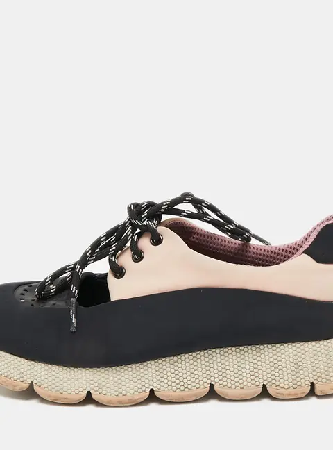 Prada Sport Black/Pink  Neoprene Cut Out Low Top Sneakers Size 39