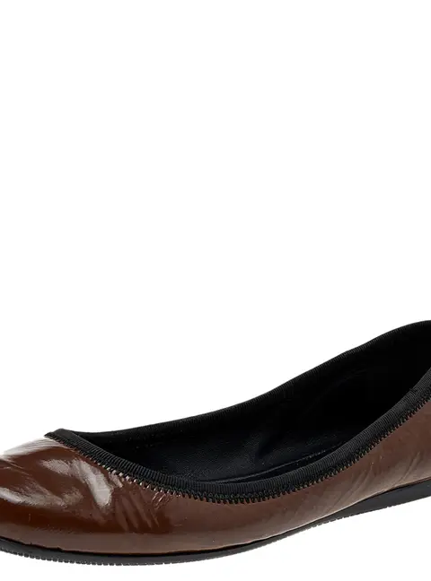 Prada Sport Brown Patent Leather Ballet Flats Size 38