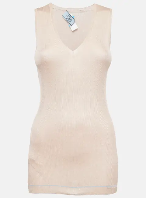 Prada Sand Brown Silk Knit Tank Top M