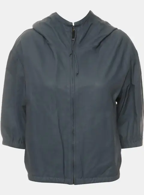 Prada Blue Zipped Leather Jacket XS