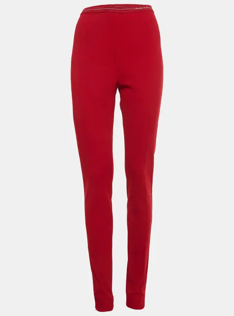 Prada Red Textured Stretch Knit Pants M