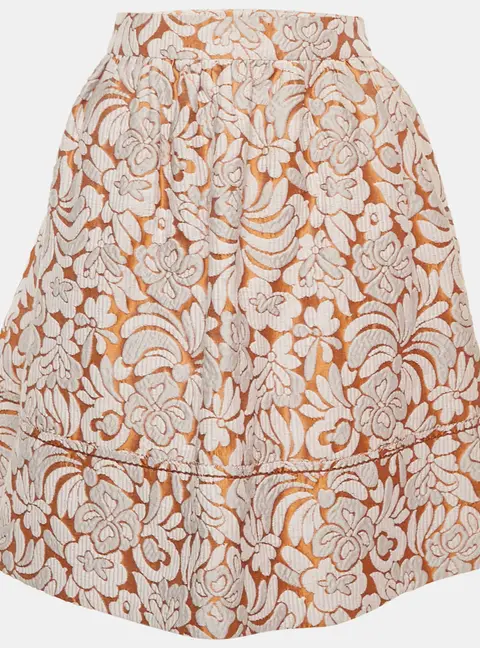 Prada Brown Floral Jacquard Mini Skirt M