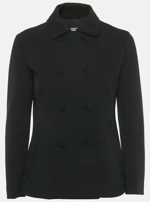 Prada Black Nylon Gabardine Double Breasted Jacket M