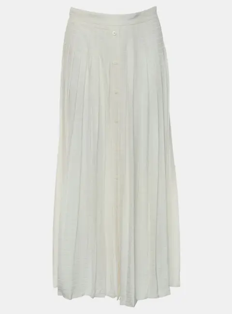 Prada Logo-Jacquard White Silk Pleated Skirt XS