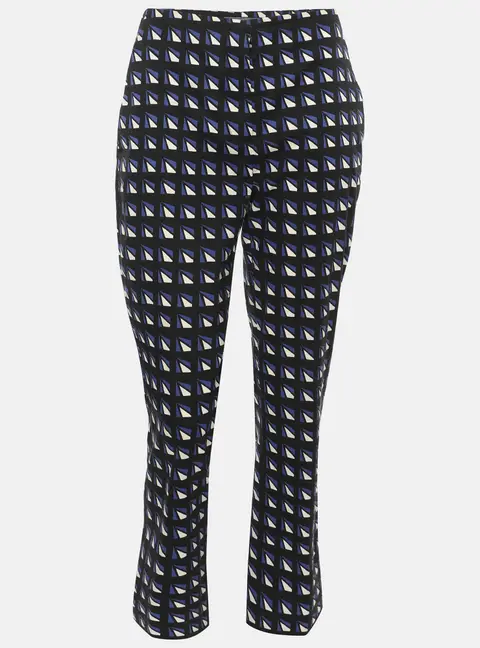 Prada Indigo Blue/White Geometric Print Stretch Cotton Trousers S