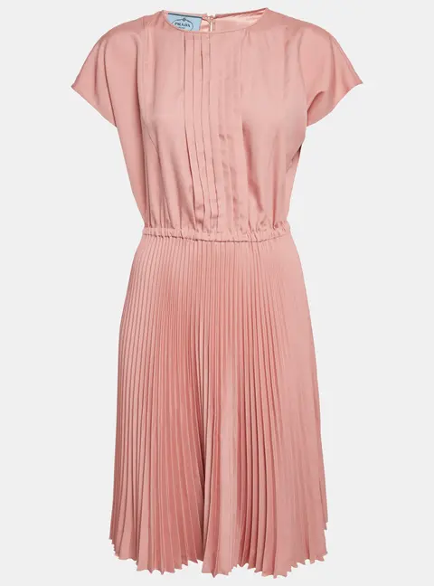 Prada Pink Sateen Pliss&eacute; Short Dress M