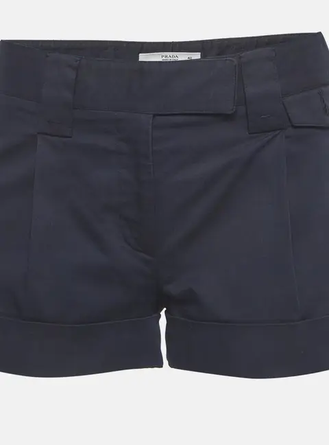 Prada Navy Blue Twill Mini Shorts S