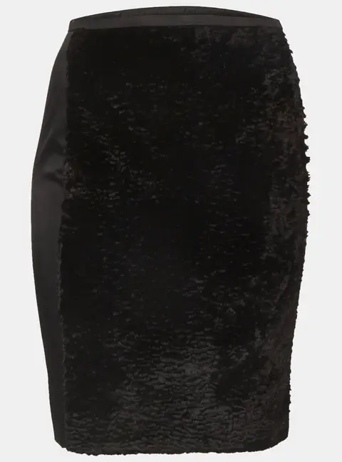 Prada Black Twill Velvet Pencil Mini Skirt S