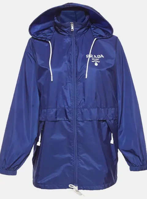 Prada Blue Re Nylon Hooded Windbreaker Jacket XS