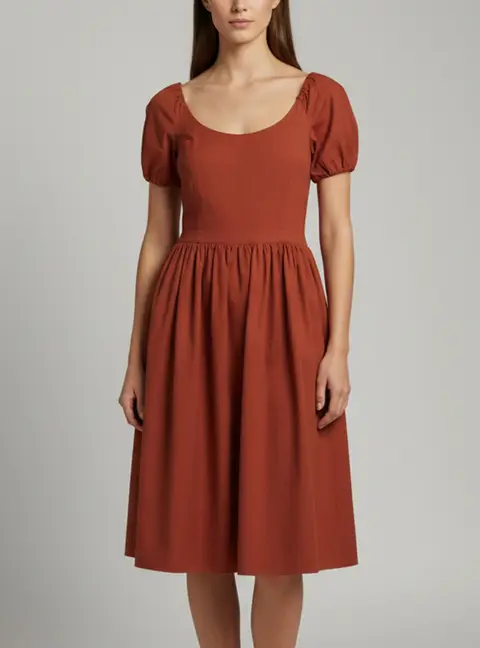 Prada Brown Stretch Cotton Short Sleeve Dress M