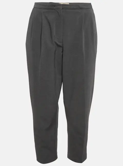 Prada Grey Wool Blend Cropped Pleated Trousers M