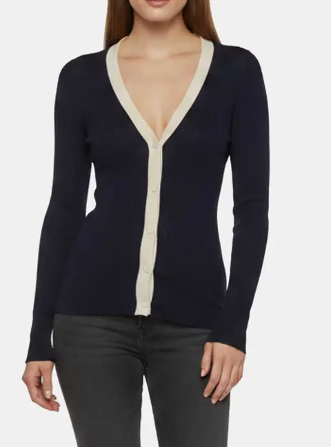 Prada Navy Blue Rib Knit Long Sleeve Cardigan S