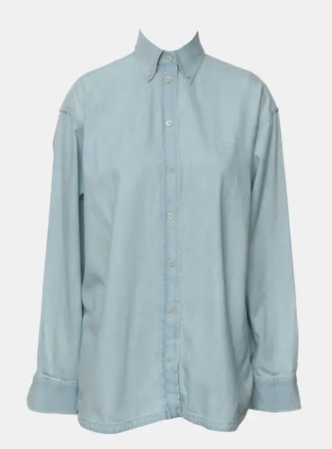 Prada Long Sleeve Logo Denim Shirt