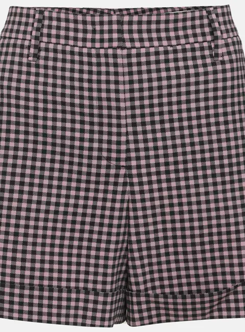 Prada Pink/Black Checkered Wool Blend Regular Shorts M