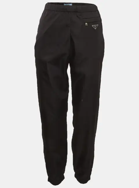 Prada Black Re-Nylon Enameled Triangle Logo Track Pant M