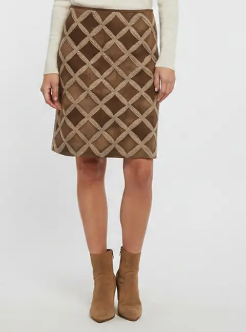 Prada Brown Diamond Grid Suede Short Skirt M