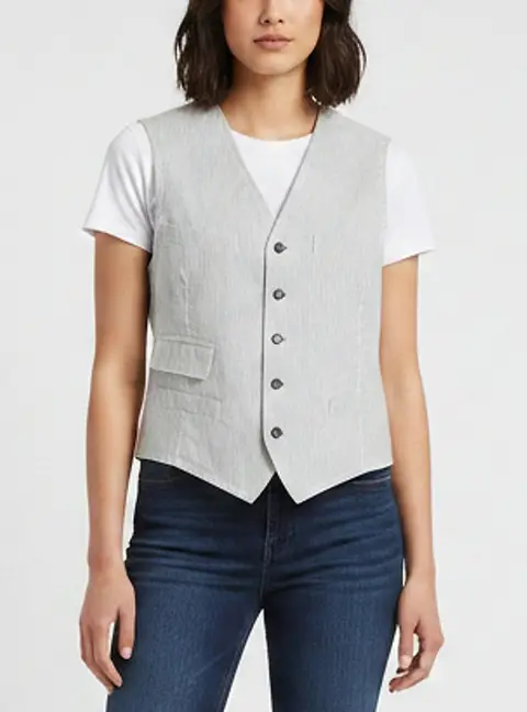Prada White Stripe Cotton Sleeveless Vest XL