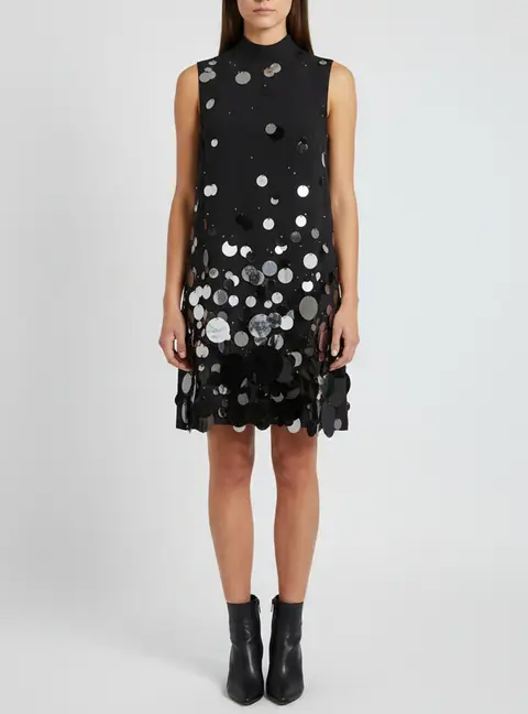 Prada Black Crepe Sleeveless Embellished Mini Dress S