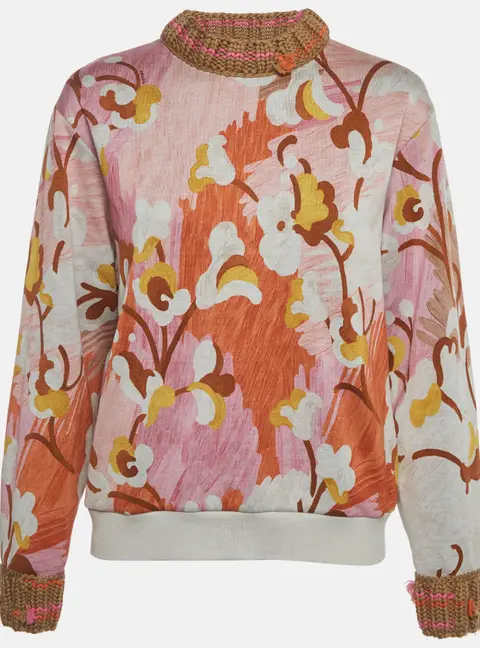 Prada Multicolor Printed Cotton Knit Long Sleeve Sweatshirt M