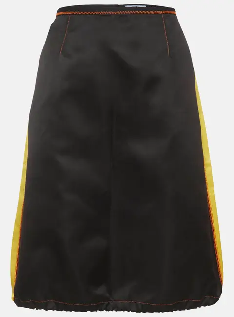 Prada Black Side Stripe Satin Mini Skirt M