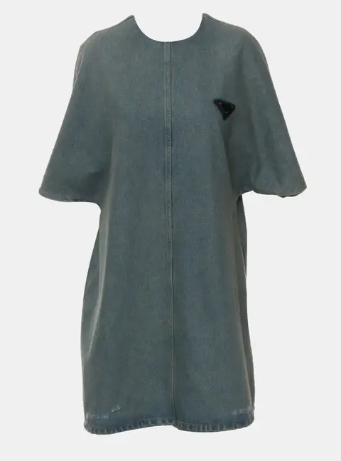 Prada Triangle Logo Denim Dress XS