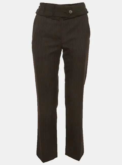 Prada Black Striped Cotton Raw Edge Trousers S