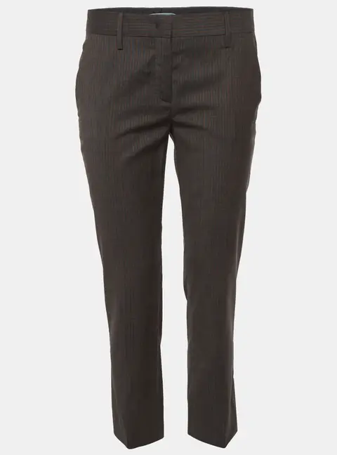 Prada Grey/Orange Pin Striped Cotton Trousers S