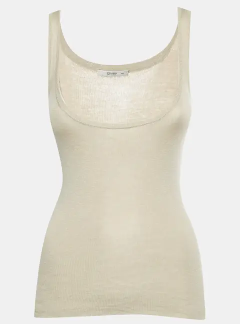 Prada Beige Wool Knit Tank Top S