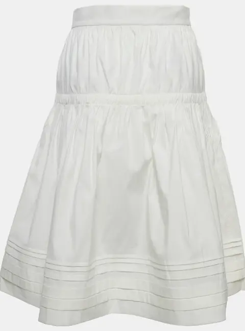 Prada White Cotton Flared Mini Skirt S