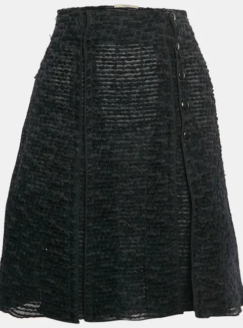 Prada Black Tweed Pleated Mini Skirt M