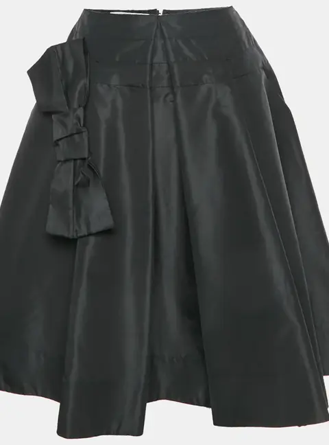 Prada Black Silk Blend Bow Detail Mini Skirt S