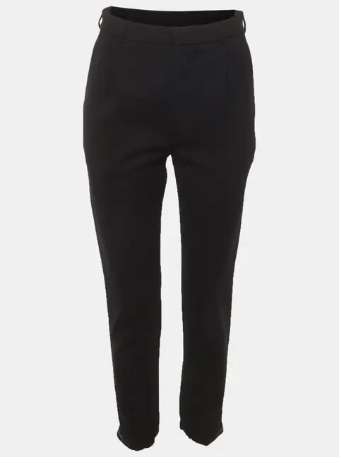 Prada Black Wool Blend Logo Detail Cropped Pants S