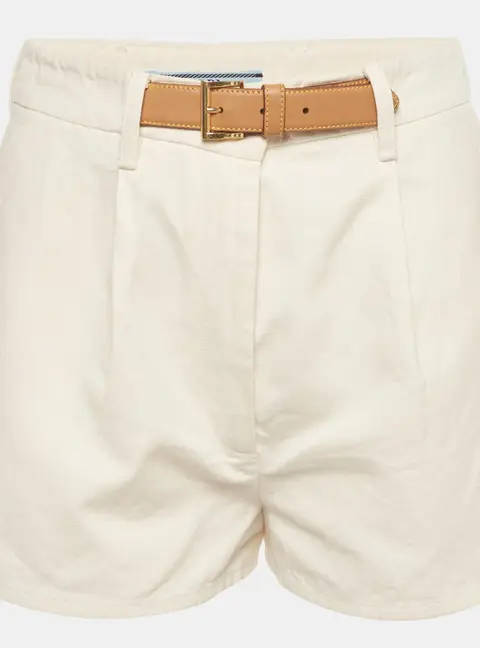 Prada White Canvas Regular Fit Shorts S