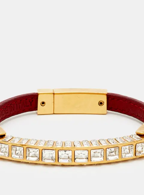 Prada Crystals Leather Gold Tone Brcelert S