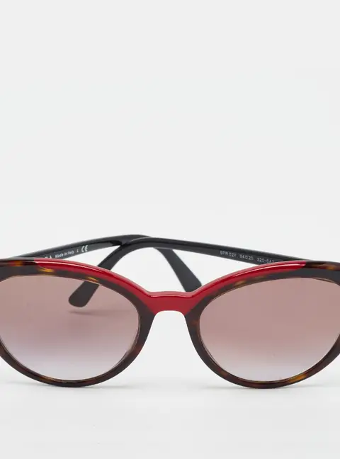 Prada Dark Brown/Red Gradient SPR 02V Cat Eye Sunglasses