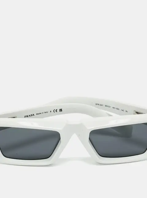 Prada White/Grey SPR24Y Frame Rectangular Sunglasses